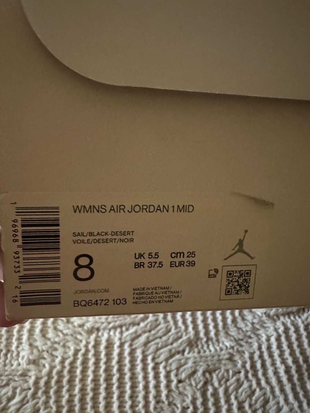 Jordan WMNS Air Jordan 1 Mid in Sail, Black & Desert - Picture 2 of 2